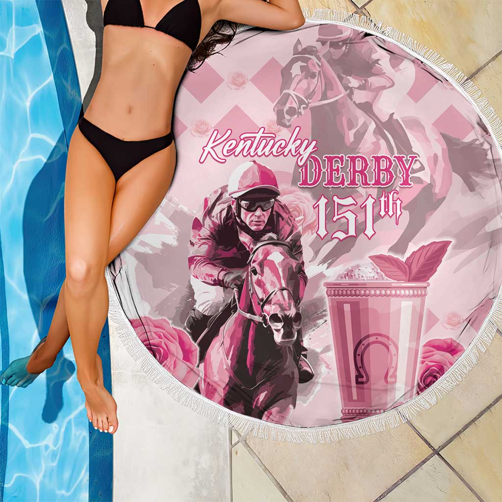 Kentucky Horse Racing Beach Blanket 151st Anniversary Mint Julep Pink Version LT05