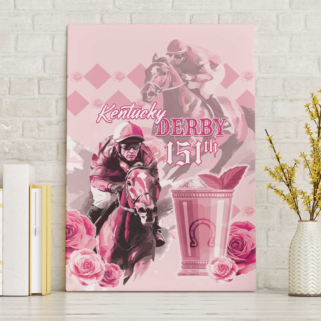 Kentucky Horse Racing Canvas Wall Art 151st Anniversary Mint Julep Pink Version LT05