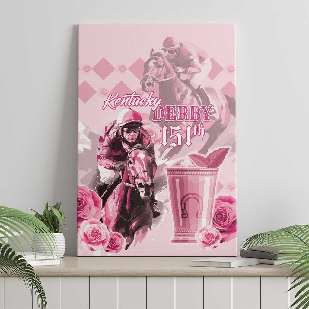 Kentucky Horse Racing Canvas Wall Art 151st Anniversary Mint Julep Pink Version LT05