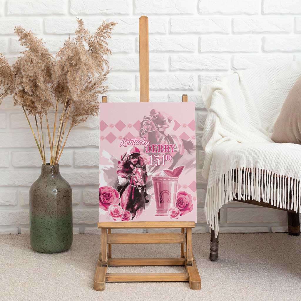 Kentucky Horse Racing Canvas Wall Art 151st Anniversary Mint Julep Pink Version LT05