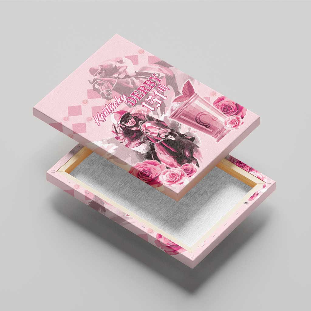 Kentucky Horse Racing Canvas Wall Art 151st Anniversary Mint Julep Pink Version LT05