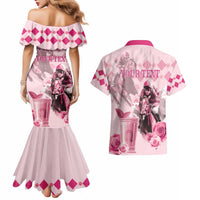 Personalized Kentucky Horse Racing Couples Matching Mermaid Dress and Hawaiian Shirt 151st Anniversary Mint Julep Pink Version LT05