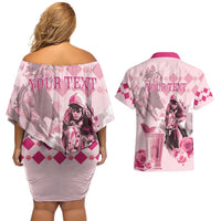 Personalized Kentucky Horse Racing Couples Matching Off Shoulder Short Dress and Hawaiian Shirt 151st Anniversary Mint Julep Pink Version LT05