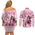 Personalized Kentucky Horse Racing Couples Matching Off Shoulder Short Dress and Long Sleeve Button Shirt 151st Anniversary Mint Julep Pink Version LT05