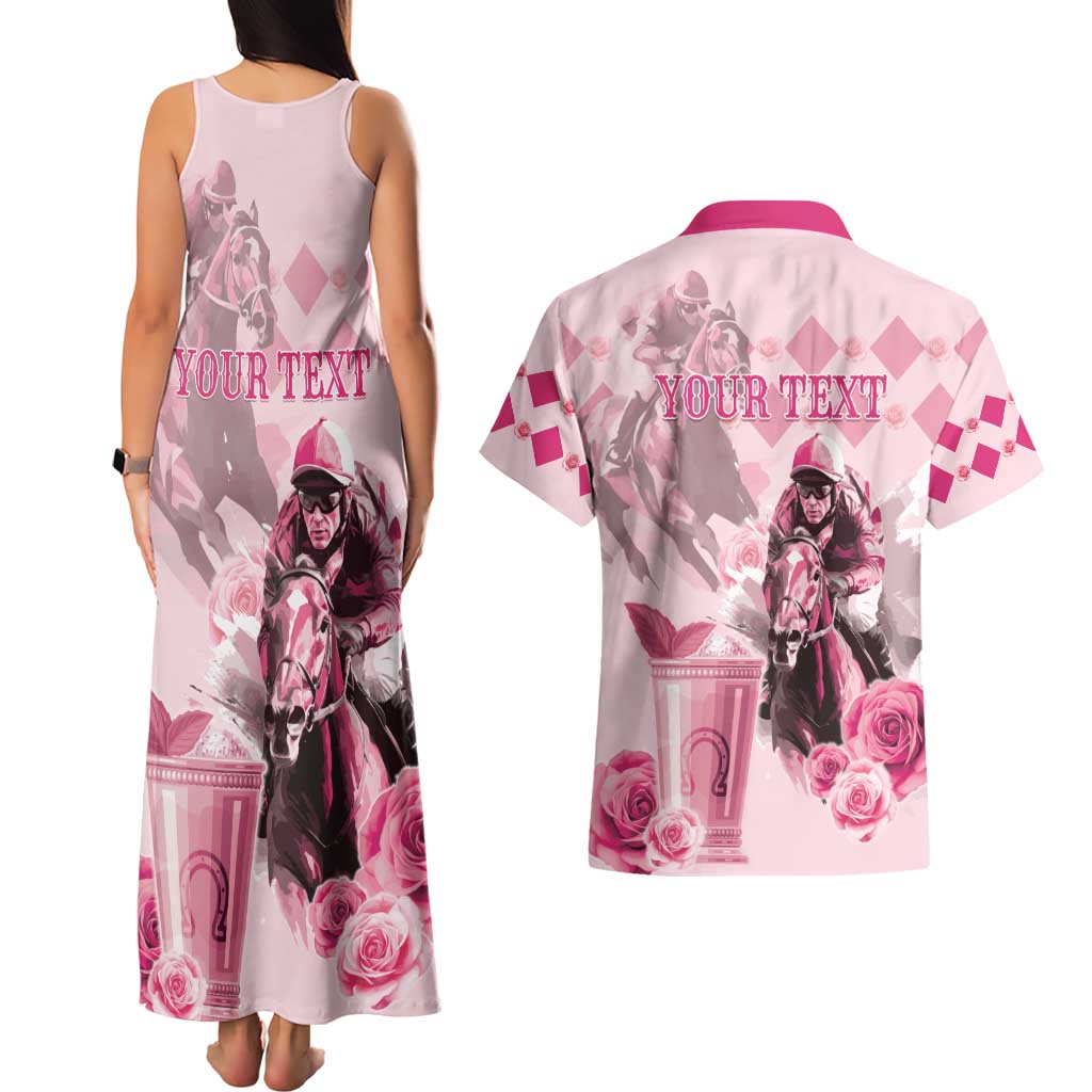Personalized Kentucky Horse Racing Couples Matching Tank Maxi Dress and Hawaiian Shirt 151st Anniversary Mint Julep Pink Version LT05