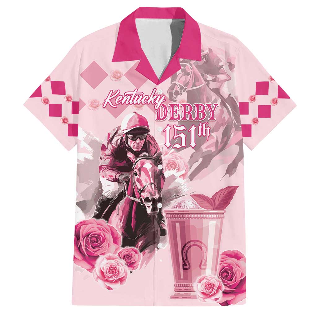 Personalized Kentucky Horse Racing Family Matching Long Sleeve Bodycon Dress and Hawaiian Shirt 151st Anniversary Mint Julep Pink Version LT05