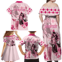 Personalized Kentucky Horse Racing Family Matching Off Shoulder Maxi Dress and Hawaiian Shirt 151st Anniversary Mint Julep Pink Version LT05