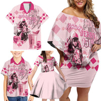Personalized Kentucky Horse Racing Family Matching Off Shoulder Short Dress and Hawaiian Shirt 151st Anniversary Mint Julep Pink Version LT05