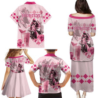 Personalized Kentucky Horse Racing Family Matching Puletasi and Hawaiian Shirt 151st Anniversary Mint Julep Pink Version LT05