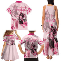 Personalized Kentucky Horse Racing Family Matching Tank Maxi Dress and Hawaiian Shirt 151st Anniversary Mint Julep Pink Version LT05