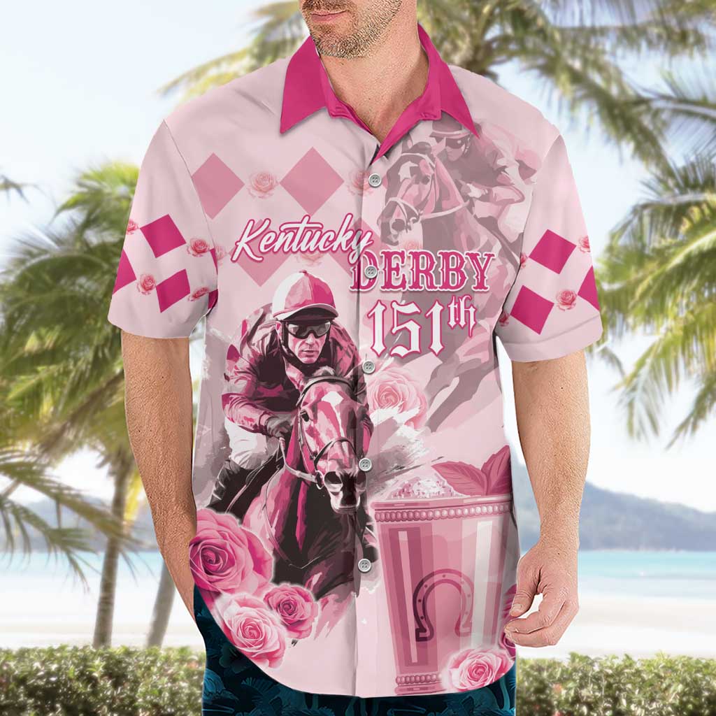 Personalized Kentucky Horse Racing Hawaiian Shirt 151st Anniversary Mint Julep Pink Version LT05