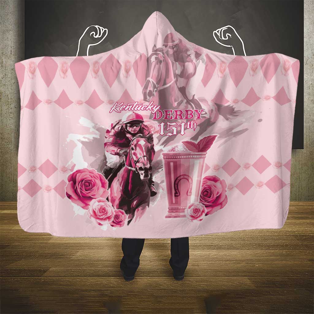 Kentucky Horse Racing Hooded Blanket 151st Anniversary Mint Julep Pink Version LT05