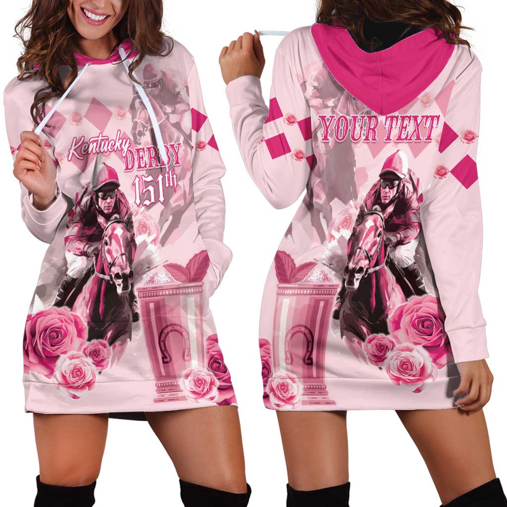 Personalized Kentucky Horse Racing Hoodie Dress 151st Anniversary Mint Julep Pink Version LT05