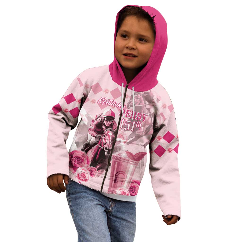Personalized Kentucky Horse Racing Kid Hoodie 151st Anniversary Mint Julep Pink Version LT05