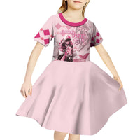 Personalized Kentucky Horse Racing Kid Short Sleeve Dress 151st Anniversary Mint Julep Pink Version LT05