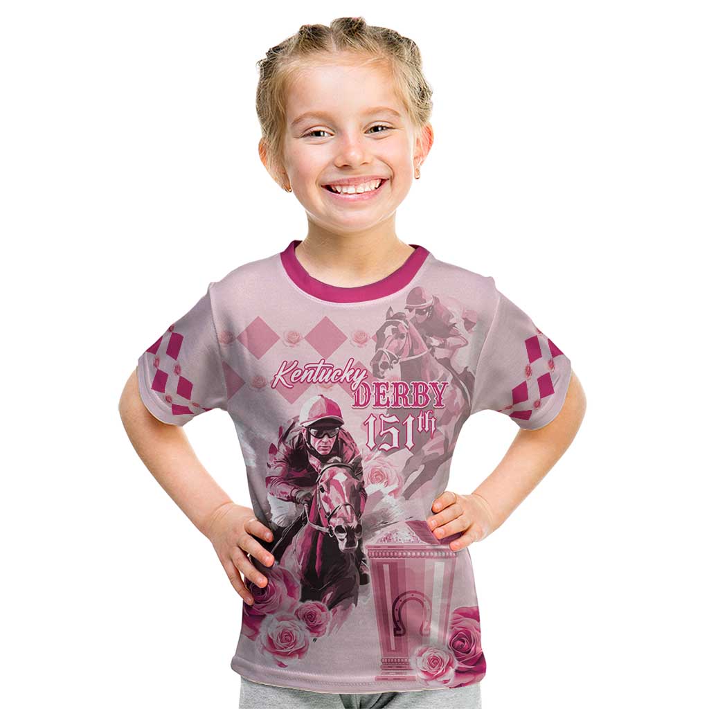 Personalized Kentucky Horse Racing Kid T Shirt 151st Anniversary Mint Julep Pink Version LT05