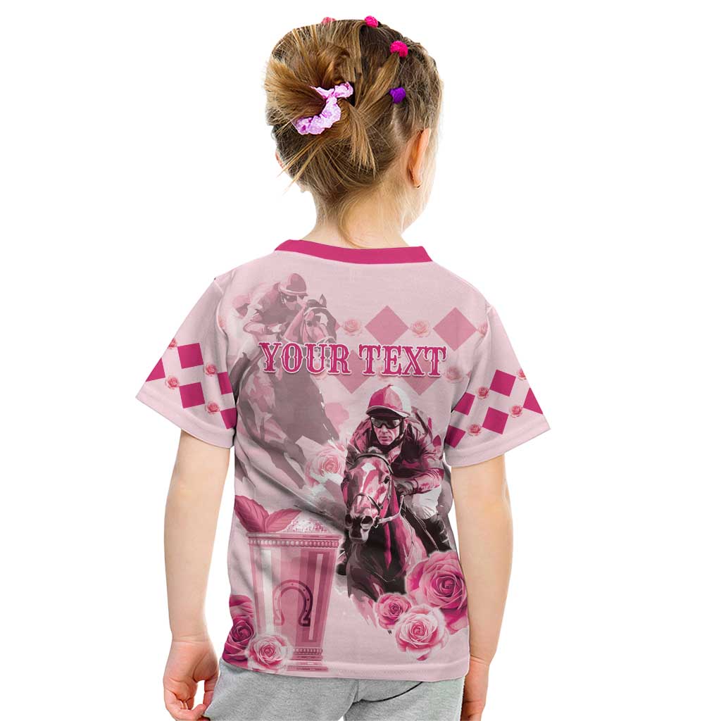 Personalized Kentucky Horse Racing Kid T Shirt 151st Anniversary Mint Julep Pink Version LT05