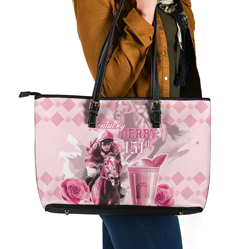 Kentucky Horse Racing Leather Tote Bag 151st Anniversary Mint Julep Pink Version LT05