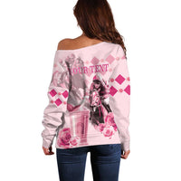 Personalized Kentucky Horse Racing Off Shoulder Sweater 151st Anniversary Mint Julep Pink Version LT05