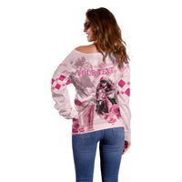 Personalized Kentucky Horse Racing Off Shoulder Sweater 151st Anniversary Mint Julep Pink Version LT05