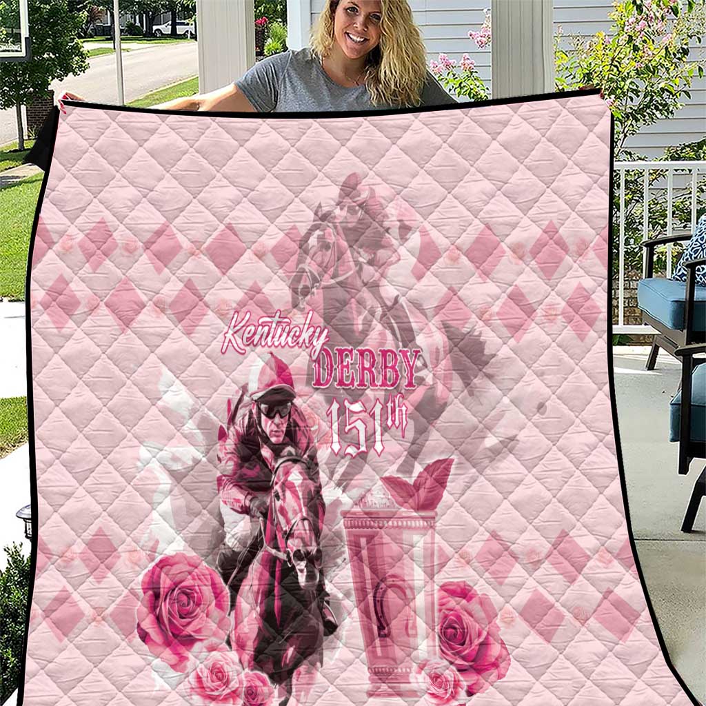 Personalized Kentucky Horse Racing Quilt 150th Anniversary Mint Julep Pink Version