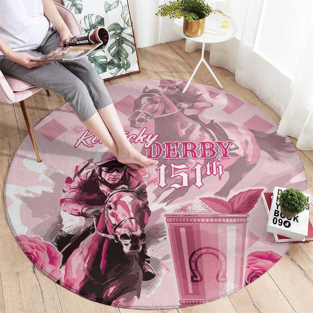 Kentucky Horse Racing Round Carpet 151st Anniversary Mint Julep Pink Version LT05