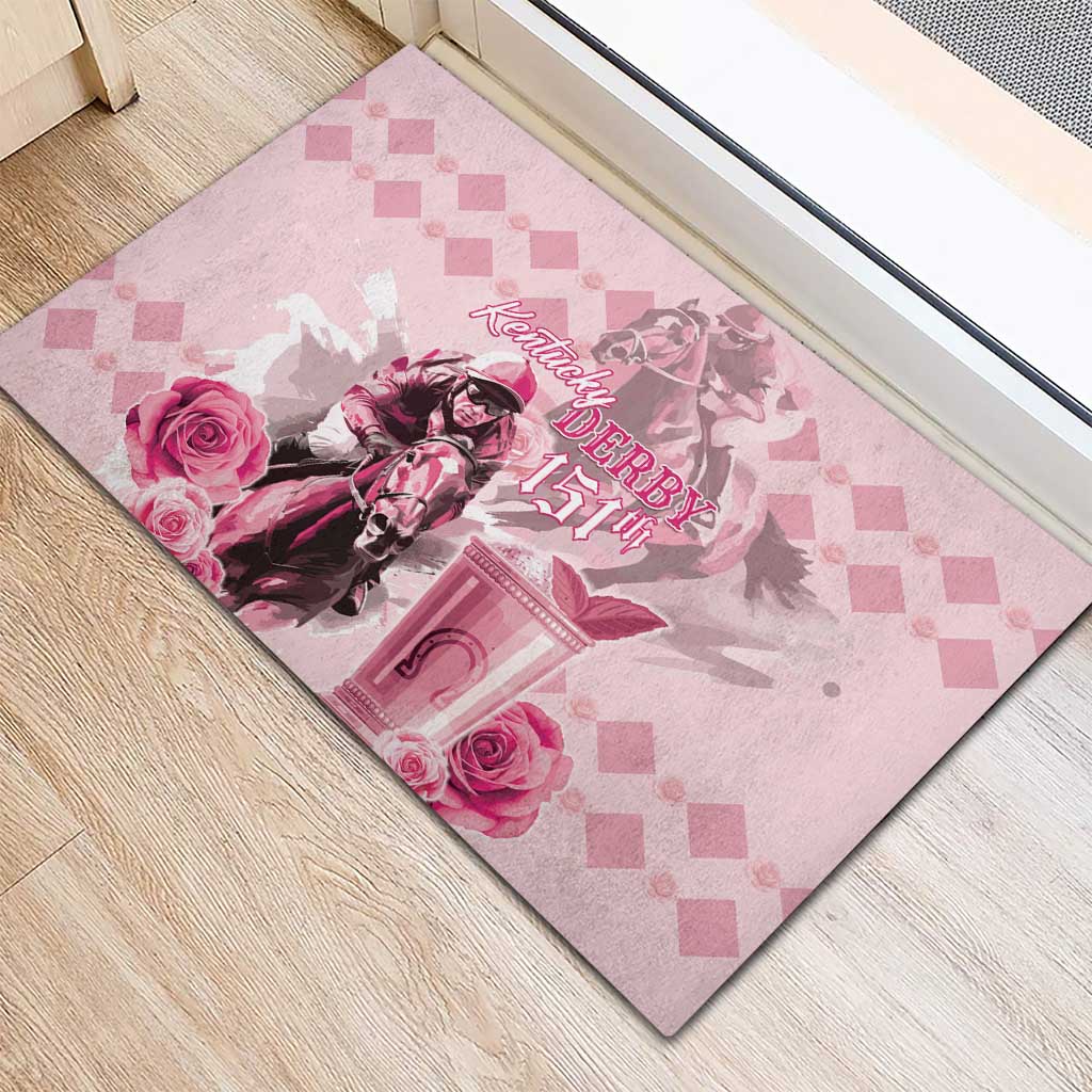 Kentucky Horse Racing Rubber Doormat 151st Anniversary Mint Julep Pink Version LT05