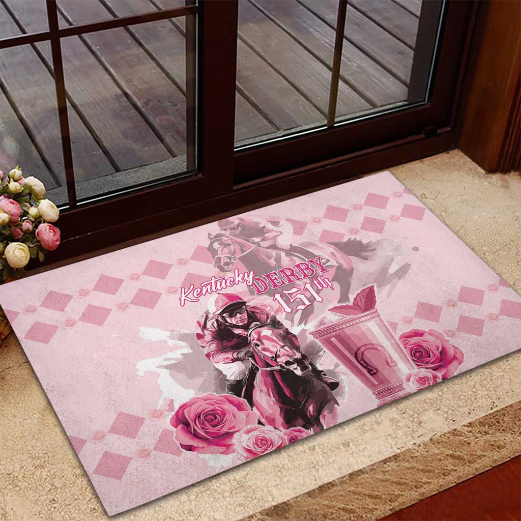 Kentucky Horse Racing Rubber Doormat 151st Anniversary Mint Julep Pink Version LT05