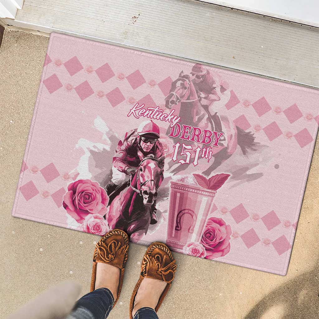 Kentucky Horse Racing Rubber Doormat 151st Anniversary Mint Julep Pink Version LT05