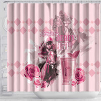 Kentucky Horse Racing Shower Curtain 151st Anniversary Mint Julep Pink Version LT05