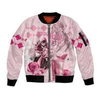 Personalized Kentucky Horse Racing Sleeve Zip Bomber Jacket 151st Anniversary Mint Julep Pink Version LT05