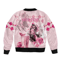 Personalized Kentucky Horse Racing Sleeve Zip Bomber Jacket 151st Anniversary Mint Julep Pink Version LT05