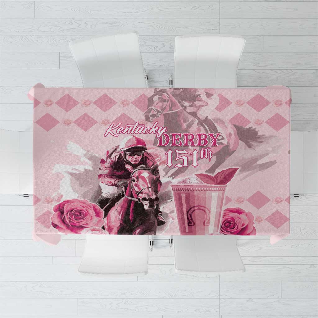 Kentucky Horse Racing Tablecloth 151st Anniversary Mint Julep Pink Version LT05
