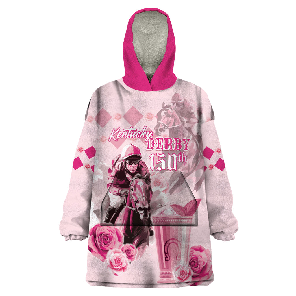 Personalized Kentucky Horse Racing Wearable Blanket Hoodie 150th Anniversary Mint Julep Pink Version