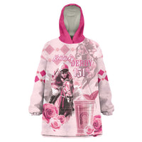Personalized Kentucky Horse Racing Wearable Blanket Hoodie 151st Anniversary Mint Julep Pink Version LT05