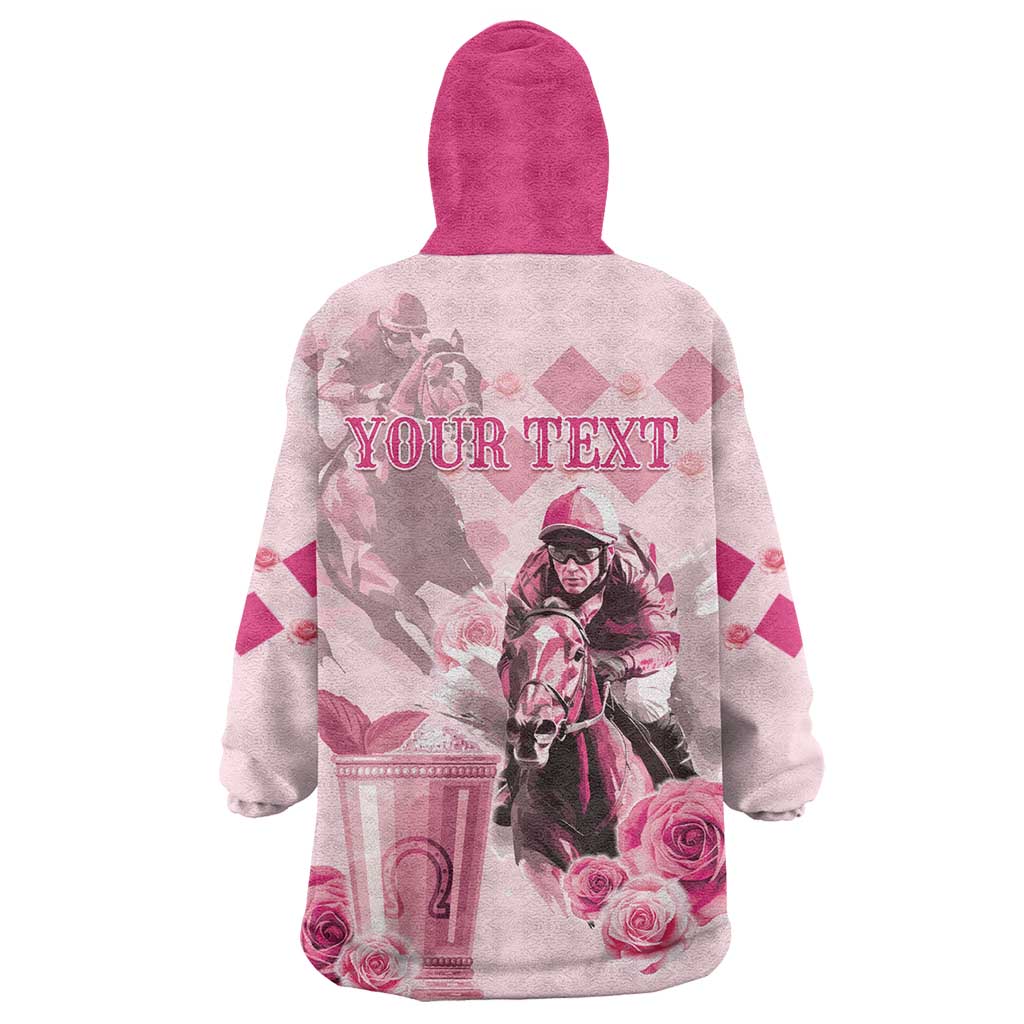 Personalized Kentucky Horse Racing Wearable Blanket Hoodie 151st Anniversary Mint Julep Pink Version LT05