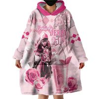 Personalized Kentucky Horse Racing Wearable Blanket Hoodie 151st Anniversary Mint Julep Pink Version LT05