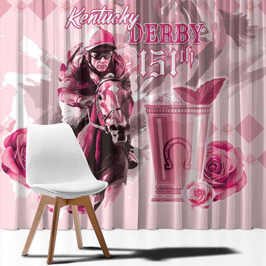 Kentucky Horse Racing Window Curtain 151st Anniversary Mint Julep Pink Version LT05