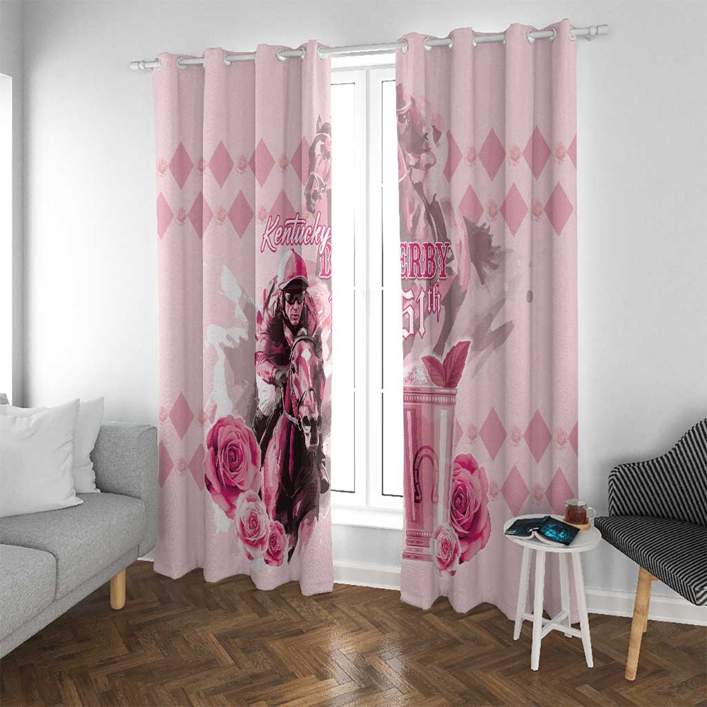 Kentucky Horse Racing Window Curtain 151st Anniversary Mint Julep Pink Version LT05