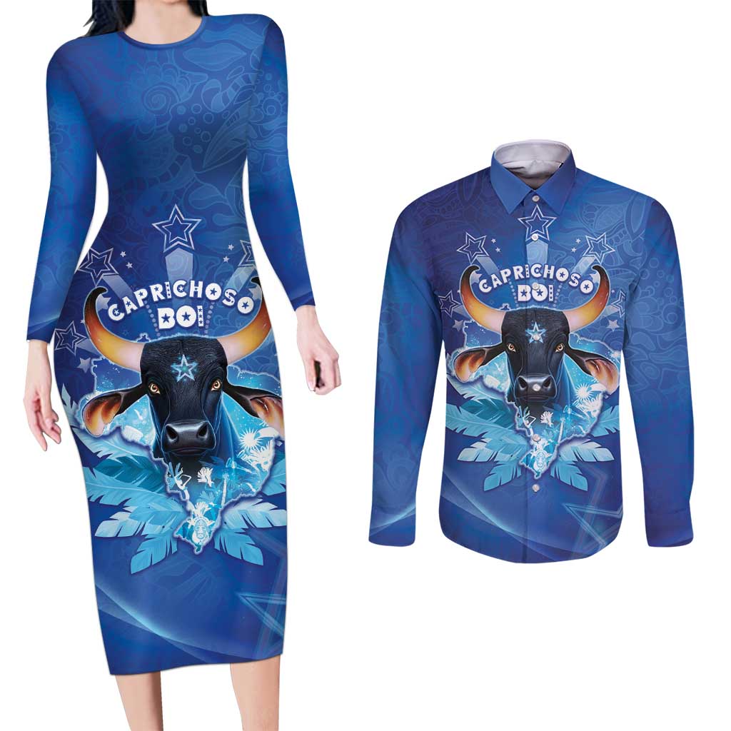 Personalized Boi Caprichoso Couples Matching Long Sleeve Bodycon Dress and Long Sleeve Button Shirt Brazil Folklore Festival - Wonder Print Shop