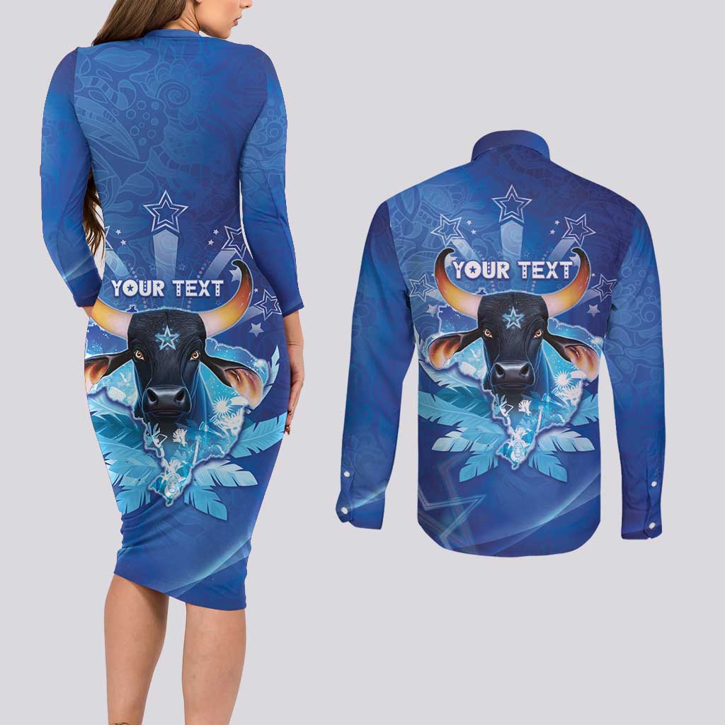 Personalized Boi Caprichoso Couples Matching Long Sleeve Bodycon Dress and Long Sleeve Button Shirt Brazil Folklore Festival - Wonder Print Shop