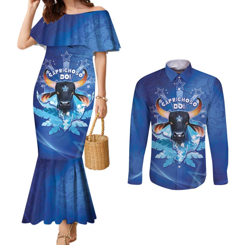 Personalized Boi Caprichoso Couples Matching Mermaid Dress and Long Sleeve Button Shirt Brazil Folklore Festival - Wonder Print Shop