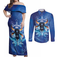 Personalized Boi Caprichoso Couples Matching Off Shoulder Maxi Dress and Long Sleeve Button Shirt Brazil Folklore Festival - Wonder Print Shop