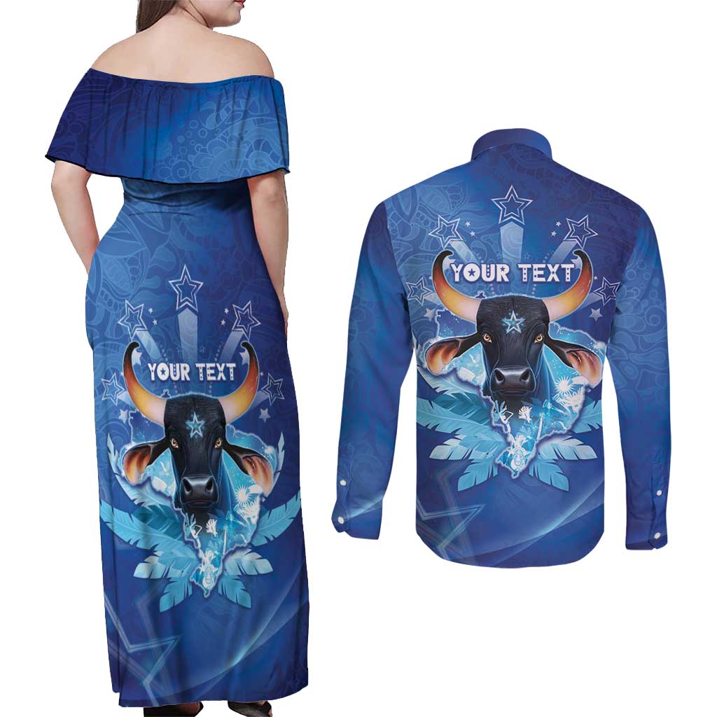 Personalized Boi Caprichoso Couples Matching Off Shoulder Maxi Dress and Long Sleeve Button Shirt Brazil Folklore Festival - Wonder Print Shop