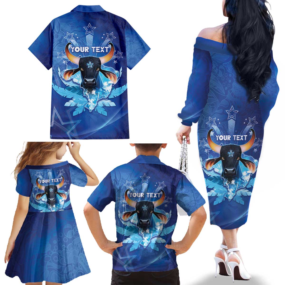 Personalized Boi Caprichoso Family Matching Off The Shoulder Long Sleeve Dress and Hawaiian Shirt Brazil Folklore Festival - Wonder Print Shop