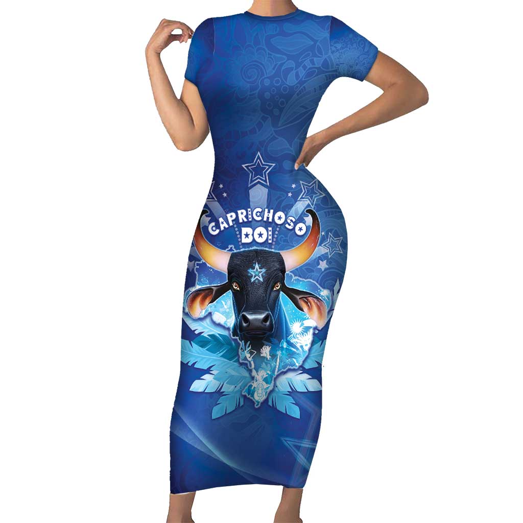 Personalized Boi Caprichoso Short Sleeve Bodycon Dress Brazil Folklore Festival - Wonder Print Shop