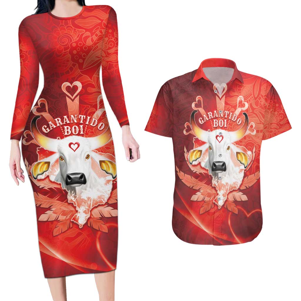 Personalized Boi Garantido Couples Matching Long Sleeve Bodycon Dress and Hawaiian Shirt Brazil Folklore Festival - Wonder Print Shop
