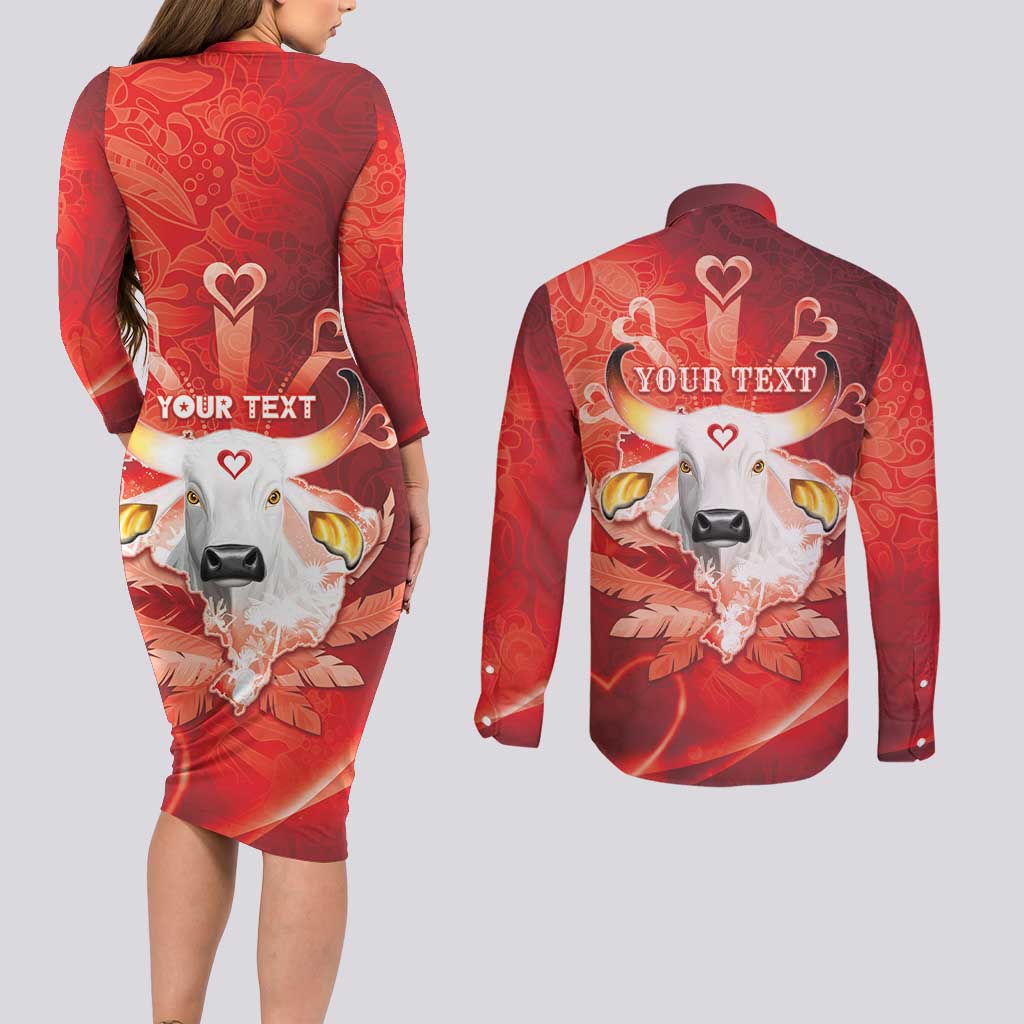 Personalized Boi Garantido Couples Matching Long Sleeve Bodycon Dress and Long Sleeve Button Shirt Brazil Folklore Festival - Wonder Print Shop