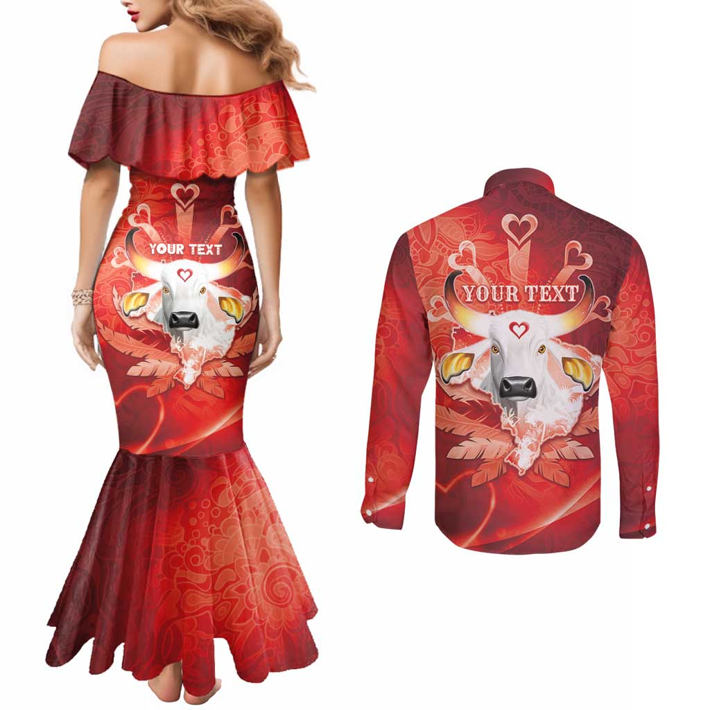 Personalized Boi Garantido Couples Matching Mermaid Dress and Long Sleeve Button Shirt Brazil Folklore Festival - Wonder Print Shop