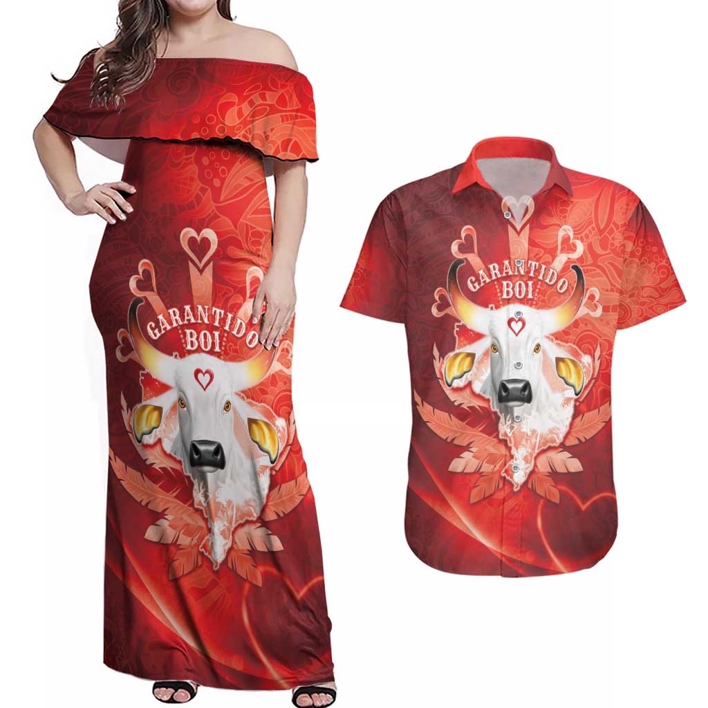 Personalized Boi Garantido Couples Matching Off Shoulder Maxi Dress and Hawaiian Shirt Brazil Folklore Festival - Wonder Print Shop
